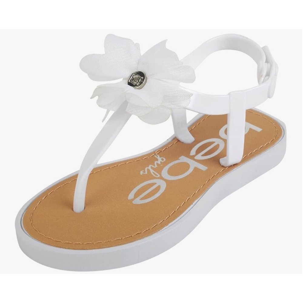 Bebe Lavender Purple Girl’s Snap Buckle Chiffon Flower Sandals